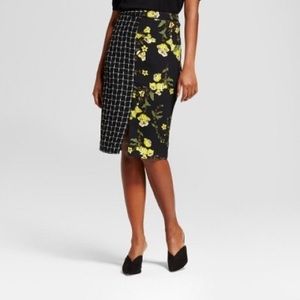 Women’s pencil skirt black - yellow